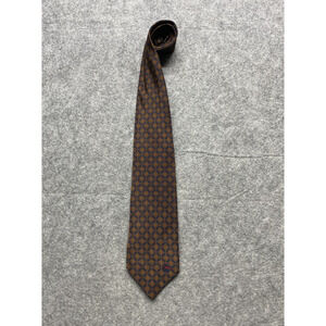 Longchamp Paris Silk Tie Mens One Size Navy Geometric Medallion Pattern Necktie